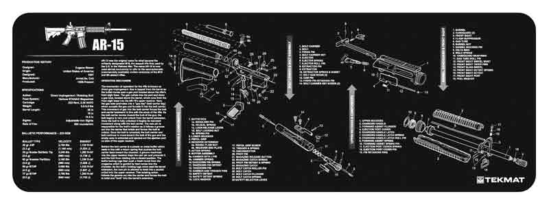 TEKMAT ARMORERS BENCH MAT - 12"X36" AR-15 BLACK