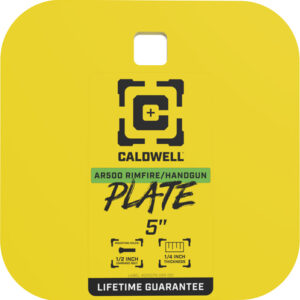 CALDWELL AR500 5" GONG TARGET - 1/4" RIMFIRE/HANDGUN STEEL YLW