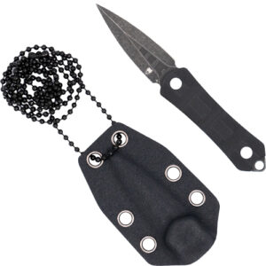 COBRATEC GUARDIAN NECK KNIFE - 1.99" D2 STONEWASH DAGGER W/SH