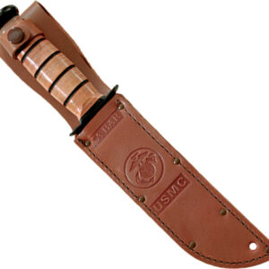 KA-BAR FIGHTING/UTILITY KNIFE - 7" SRRTD W/LEATHER SHEATH USMC