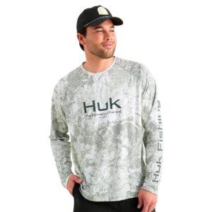 Huk Mossy Oak Pursuit Performance Long Sleeve Crew Shirt MO Seagrass M