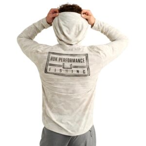 Huk Drift Performance Hoodie Long Sleeve Shirt Silver Birch Camo S