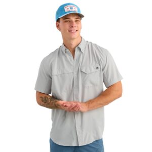 Huk Tide Point Short Sleeve Button Down Shirt Seagull S