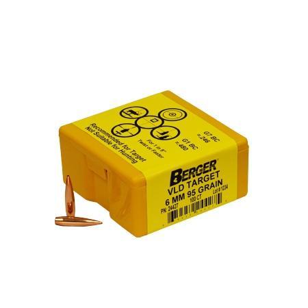 Berger VLD Target Bullets 6mm .243" 95 gr HPBT 100/rd