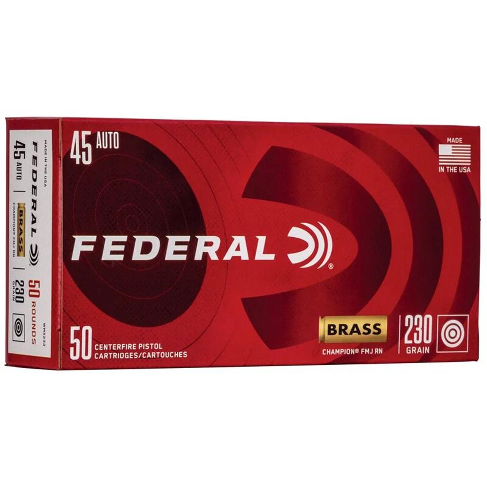 Federal Champion Training Handgun Ammunition .45 ACP 230 gr FMJ 830 fps 50/ct