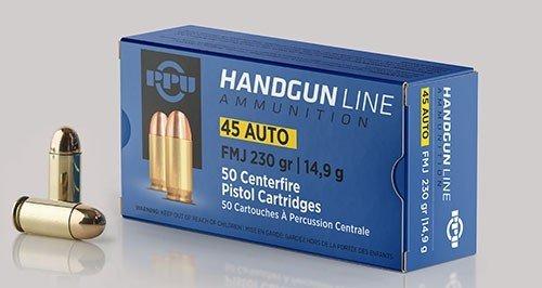 PPU Handgun Ammunition .45 ACP 230 gr FMJ 836 fps 50/ct