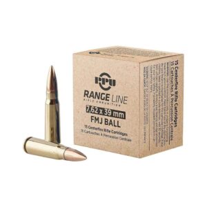 PPU Rangeline Ammunition 7.62x39 123gr FMJ 2350 fps 15/ct