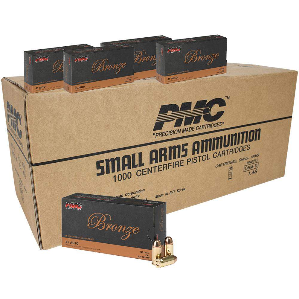 PMC Bronze .45 ACP Handgun Ammunition 230 gr FMJ 830 fps 1000/ct
