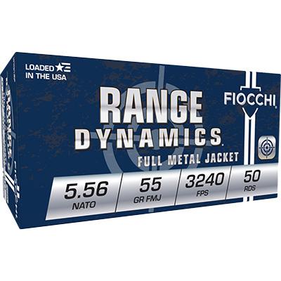 Fiocchi Range Dynamics Rifle Ammunition 5.56X45 NATO 55 gr FMJ 3240 fps 50/ct