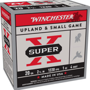 WINCHESTER SUPER-X 20GA 2.75" - 1OZ #4 1220FPS 25RD 10BX/CS