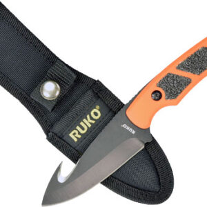 RUKO FIXED BLADE SKINNER 3.25" - BLAZE ORANGE HANDLE CLAMSHELL
