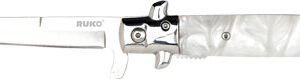 RUKO FOLDER SPRING ASSISTS 4" - WHITE PEARL ACRYLIC HANDLE