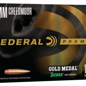 Federal Premium Gold Medal Sierra Matchking Ammunition 6mm Creedmoor 107 gr BTHP 3000 fps 20/ct