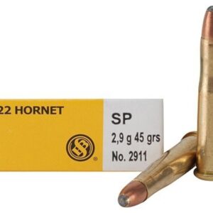 Sellier & Bellot Rifle Ammunition .22 Hornet 45 gr SP 2346 fps 20/ct