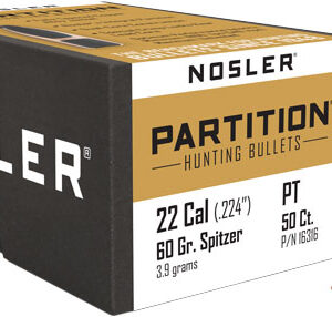 NOSLER BULLETS 22 CAL .224 - 60GR PARTITION 50CT