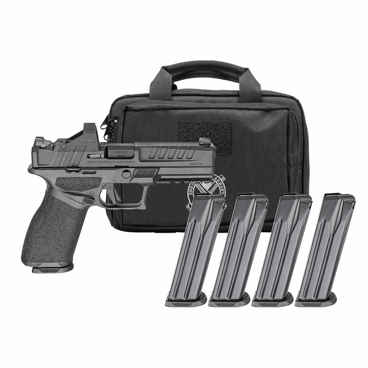 Springfield Gear Pac Echelon Handgun 9mm Luger 10rd(4) Magazines 4.5" Barrel Green Dot & Bag CA Compliant