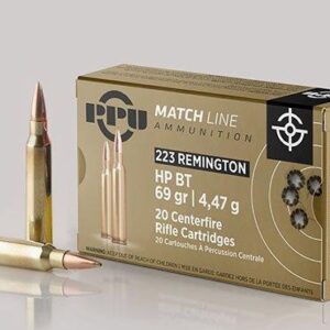 PPU Match Ammunition .223 Rem Match 69 gr HPBT 2855 fps 20/ct